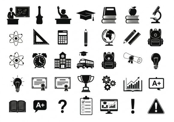 Black and White Education School Learning Graphics