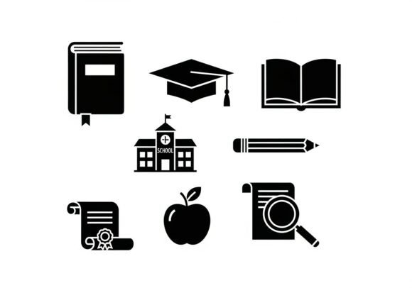 Black and White School Education Book Graphics for Creative Sellers