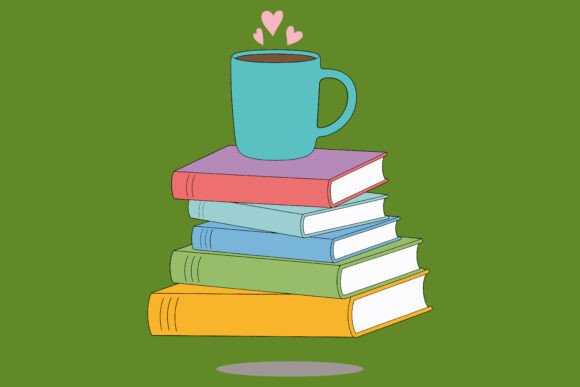 Coffee Mug with Hearts on Books Clipart – A Versatile Graphic for Handmade Creations