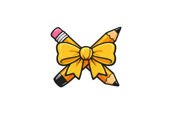 Cute Pencil Bow Icon: A Versatile Graphic for Crafts and Website Design