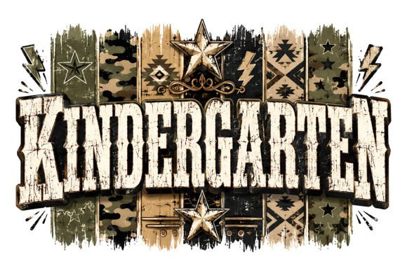 Kindergarten Vintage Camo SVG Graphics for T-Shirt Designs