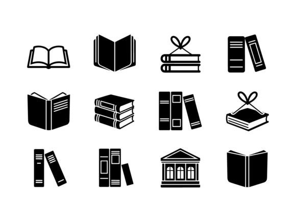 Library Books Vector Silhouette Set: A Versatile Graphic for Crafts and Graphics