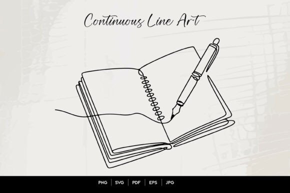Notebook and Pen Line Art: A Versatile Graphic for Crafts and Branding