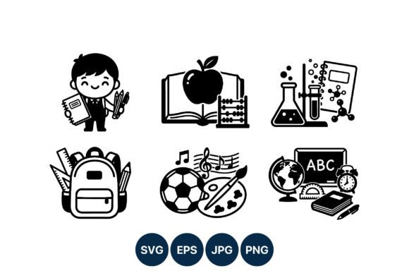 Review of School Education Icons Bundle Black for Real Embroidery Projects