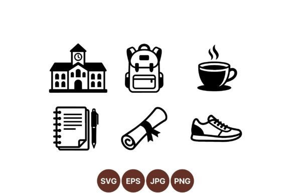School Education Icon Clipart Pack: A Versatile Graphics Set for Content Creators