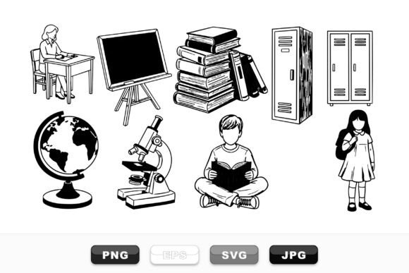 School Education Sketch Set: A Versatile Graphic Design Asset for Crafts and Local Businesses