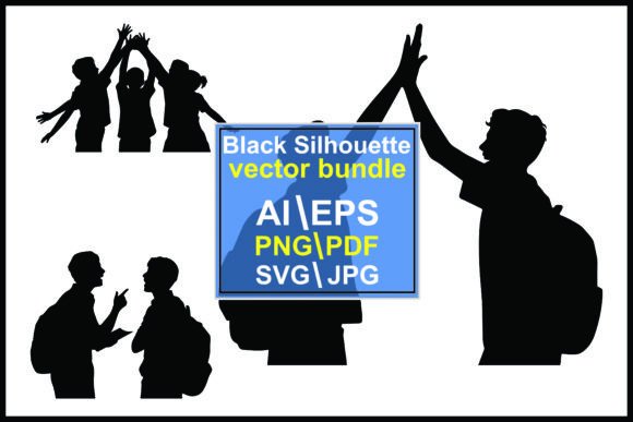 Silhouettes Children Teens Celebrating – A Versatile Graphic Design Asset for Creative Sellers