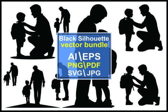 Silhouettes of Adults and Children in Graphics