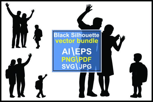 Silhouettes of People Waving and Walking: Graphics and Illustrations for Real Publishing
