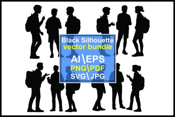 Silhouettes of Students with Backpacks: A Graphic Asset for Real Crafting