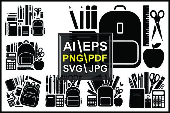 Silhouettes School Supplies Notebooks: A Versatile Graphic Design Asset