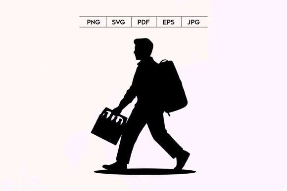 Student Walking with Bag Graphics
