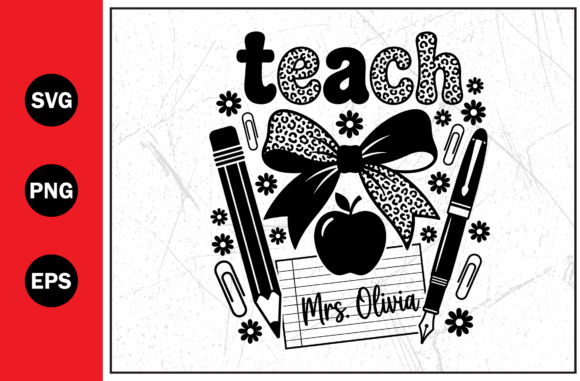 Teach Apple Pencil School Education Graphics for T-Shirt Designs