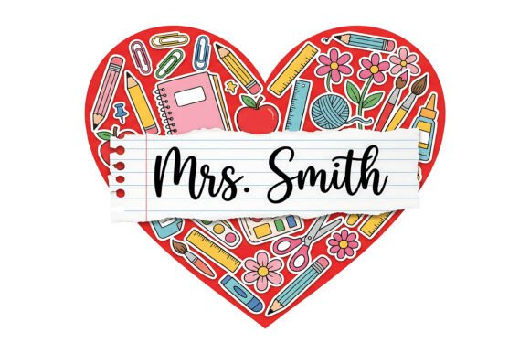 Teacher Heart Name PNG SVG: A Versatile Graphic Design Asset for T-Shirt Designs